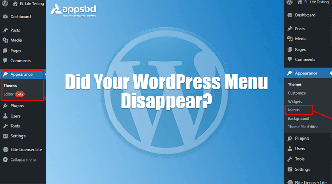wordpress menu disappear