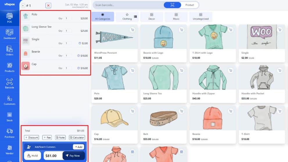 Products and Cart Management