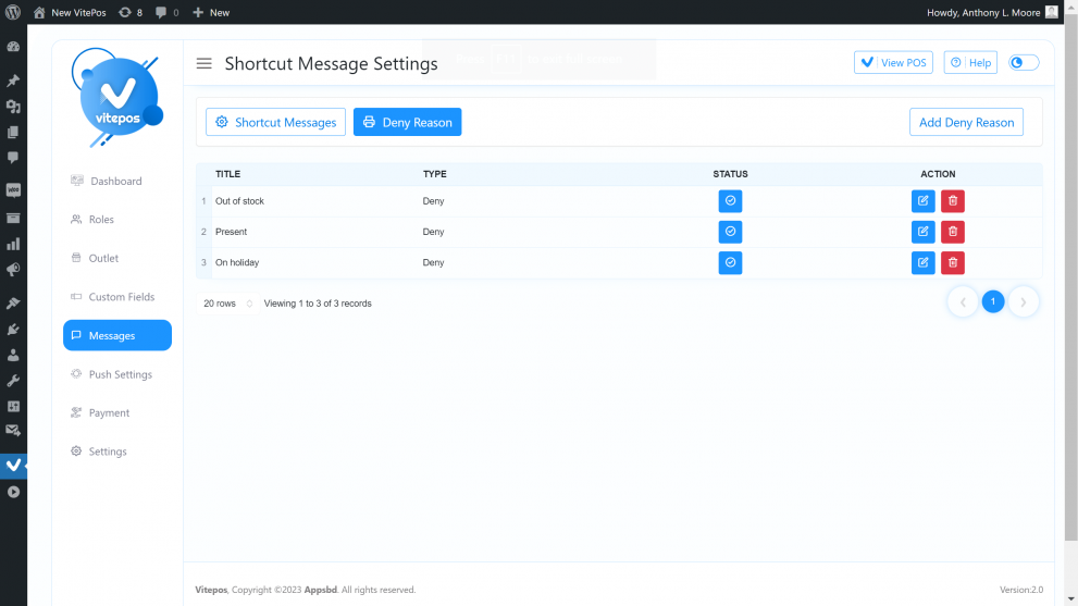 Introducing Vitepos Pro 2.0: The Winning Solution for Grocery, Retail and Restaurant Management - Deny reason massage