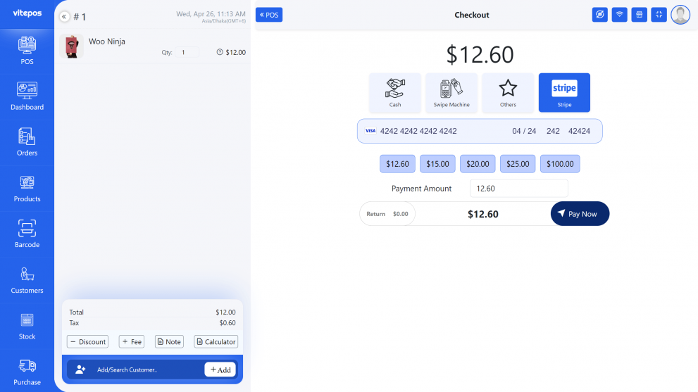 Introducing Vitepos Pro 2.0: The Winning Solution for Grocery, Retail and Restaurant Management - stripe payment method