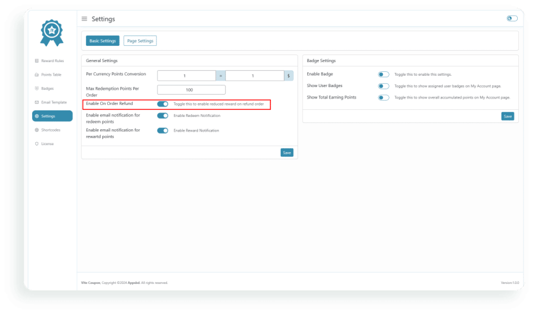 Return reward points to a customer if an order is canceled or refunded, ensuring the points are properly adjusted.