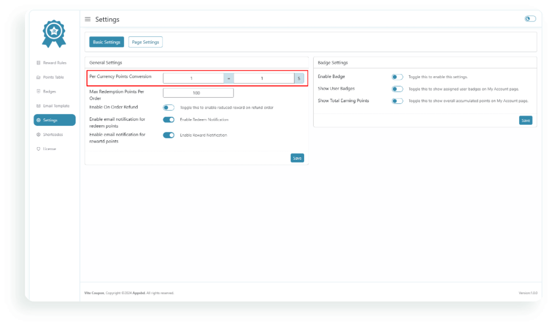 Set different point values for each currency, allowing you to customize rewards based on the customer's payment currency.