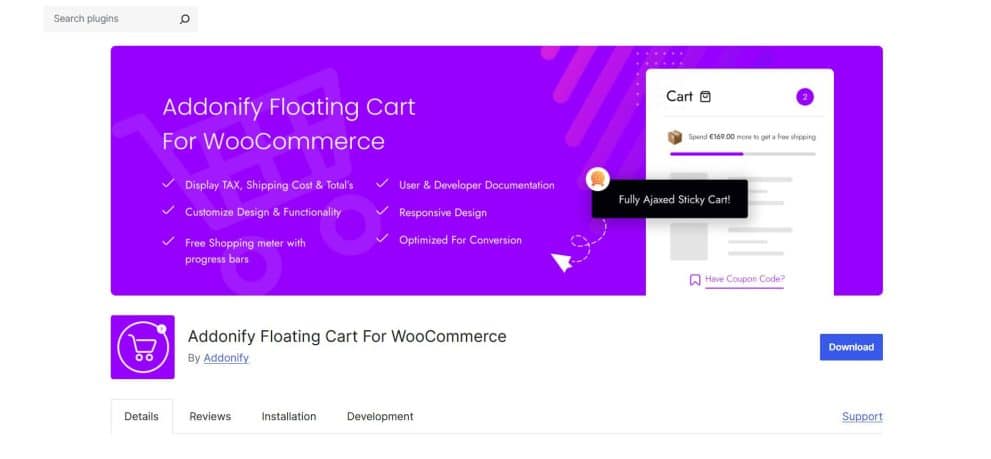 Addonify floating cart